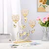 1pc 3 bracci Golden Metal Candle Holder Candelabra Cangolare a forma di fiori vintage per la festa di compleanno del matrimonio con centrotavola da tavolo 240429