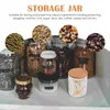 Storage Bottles 2 Sets Marble Pattern Ceramic Pot Food Containers Lids Jars Tea Sealed Canisters Bamboo Coffee Bean