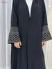 Roupas étnicas Bordado de moda Kimono Robo muçulmano de grandes dimensões abaya syari fêmea completa aberta abaya adoração de abaya abayas wy1999 t240510