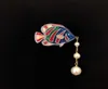 2019 New Brand Fashion Jewelry for Women Purple Fish Design Brooches Party Sweater Broche C Name Stamp Ocean Fish Brooches8270298