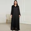 Etniska kläder Hot Selling Abaya Set för muslimska kvinnor Kaftan Dubai Luxury Shiny Batwing Slve Evening Party Dress Modest 2 Piece Muslim Set T240510