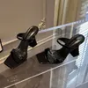 Tasarımcı sandalet yüksek topuklu yaz yeni 2023 tıknaz topuk kadın seksi parti elbise ayakkabıları marka kadın terlikleri