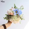 Dekorativa blommor meldel Silk Rose Peony Mix Artificial Flower Bouquet Blue Galsang Fake Home Wedding Christmas Decoration Faux Flores