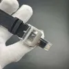 고품질 남성 시계 스테인레스 스틸 케이스 45mm 검은 다이얼 검은 가죽 스트랩 야행성 자동 남성 시계