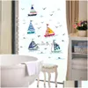 壁のステッカーバスルームのための漫画ヨット家の家の装飾キッズルーム装飾魚のデカール防水装置の取り外し可能なドロップデビューダルフ