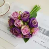 Fleurs décoratives roses de style coréen artificiel bouquet de soie faux végétal vert auditorium décor simulation fleur violette petite rose florale