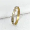 Bangle Engraved Ancient Roman Numerals Micropaved Crystal Women's Bracelets Stainless Steel Gold Plated Classic Style Accessory Gifts