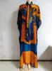 Этническая одежда 2024 NEUE ART MODE BERGROE AFRIKANISCHE FRAUEN KLEIDUNG DUBAI DASHIKI ABAYA FR РАЗМЕР ПЕЧАТА MIT Schal Lockeres Langes K T240510