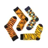 Chaussettes masculines 1 paires funky crâne masculine tigre dessin animé nouveau nouveauté hip hop orange fou cadeau