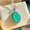 Pendant Necklaces Knriquen 925 Sterling Sier 20X30Mm Paraiba Tourmaline Emerald Pink Quartz Gemstone Necklace Fine Jewelry For Women Dhhap