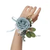 Flores decorativas Bracelete de alça de corpete do punho de rosa marfim e terno masculino Acessórios de casamento branco Decoração de dança