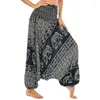 Frauenhose Bohemian Style Laterne mit zwei Tragen von losen thailändischen Baumwollcapris hoher Taille Elefant Print Boho Jumpsuit