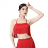 Werkjurken Sexy Women Festival Rave Party Outfit Tassel Crop Tank Top Mini Rok Latin Dance Belly Two Piece Set for Performance Stage