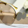 Rimless Pilot Güneş Gözlüğü Altın Koyu Gri 2250 Kadın Tasarım Güneş Gözlüğü Yaz Gözlük Gözlükleri Sunnies Gafas de Sol Shades UV400 Koruma Gözlük