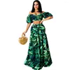 Work Dresses Green Strapless Short Sleeve Bro And Pants Sexy Tight Club Party Lady Fashion Tracksuits High Street Outfits