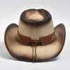 Bérets Paille Cowboy Chapeaux pour hommes et femmes vintage bordure bordure de la plage de la plage du soleil Panama Cowgirl Jazz