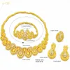 Xuhuang Luxury Flower Shape Golden Necklace Set for Women Wedding Dubai African Jewelry Set Indian Jewellery Anniversary Gift 240511