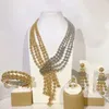 Necklace Earrings Set Women Brazilian Style Chain Shape Bangle Ring