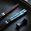Китайские натуральные лакированные деревянные палочки для палочек с матерью жемчужного инкрустации в художественном искусстве многоразовый стиль в японском стиле стильный подарочный набор 240422