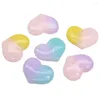 Decorative Figurines 50/100 Pcs 19MM Rainbow Glitter Resin Heart Cabochons Pastel Color Rain Bow Cute Bling Cabs Valentines Day