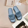 Designer Sandaler virkning glider kvinnor Sandal Guld Buckle Slipper Flat Mule Platform Slippers Lady Casual Shoes Classic Läder Slide Summer Beach Flip Flops