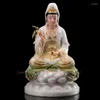 Figurines décoratines Culte de haute qualité Jade Déesse Guan Yin Avalokitesvara Bouddha Statue Asie Home Protection Safe Protection Prosperité 30cm