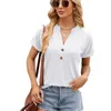 T-shirts pour femmes Femme Summer Trendy Simple Casual Fashion Button Fashion V Vin Cou Neck Short Solide Loose Playlover Tops Ropa de Mujer