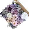 Dekorativa blommor Yan Fall Champagne Artificial Flower Combo Box med stjälkar för DIY Wedding Bridal Bouquet Baby Shower Floral Arrangement