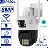 4K 8MP PTZ WiFi Lente de câmera dupla com tela dupla CCTV AI Detecção de corpo Automático Câmera de monitoramento externo sem fio 240506