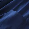 メンズコットンアイムノローブパジャマの服細い春と秋の黒いネイビーカラーホームルーズカジュアルメンローブセット240428