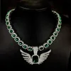 Niche de mode Light Men and Women Fashion Angel Wing Pendant Ins Ins Pendant Emerald Hip-Hop Rock Sugar Cuban Chain Designer Design Cadeaux
