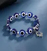 Blue Evil Eye Charm Armband Hamsa Handarmband smycken för kvinnor män svart mode lycklig fatima plam pärlstav strands3002366