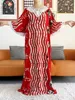 Etniska kläder 2023 Summer Party Dress Short Slve med stor halsduk Shinning Printing Floral Loose Boubou Maxi Islam Women African Abaya Clothes T240510