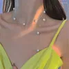 ペンダントネックレス女性のためのシンプルな真珠ネックレスファッションボヘミアンサークルロングビーズチェーンパーティージュエリーギフト