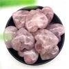 Estatuetas decorativas adorável 1pc de lavanda natural rosa quartzo amor amostra de coração cura de pedra polida pedras e cristais