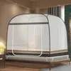 Tenda a rete a zanzare per letto un touch quadrata 2 posto per letti king size tende pieghevoli portanti da letto prevenzione della caduta 240509