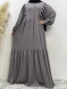 Vêtements ethniques Femmes musulmans du Moyen-Orient ABAYA LOBE STYLE CHIFFON LONGE Couleur solide Vêtements islamiques Dubaï Turquie Bouton A-Line T240510