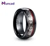 Nuncad 8mm brede wolfraamstalen ring Plating Black Inlay Triple Spiral Patterned Guitar String Tungsten Carbide Ring T229R C09248580852
