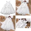 Robes de fille Girls Children 3D Butterfly Soice Robe 2023 Fashion Summer bébé fille blanche Princesse sans manches Dressl2404 Drop D Dhd75