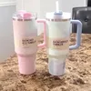 ABD Stok Sıcak Sakin Neon Beyaz Yeşil Pembe Söndürücü H2.0 40oz Paslanmaz Çelik Tumbler Silikon Saplı Kapak ve Saman Araba Kupaları Soğuk Su Şişeleri İçmeye Devam Edin