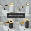 Bathroom Sink Faucets LED Basin Faucet Waterfall Mixer Tap Solid Brass White Single Handle Deck Mounted