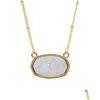 Pendant Necklaces Resin Oval Druzy Necklace Gold Color Chain Drusy Hexagon Style Luxury Designer Brand Fashion Jewelry For Women Drop Oto2Q