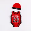 Baby Infant Boy Designer Clothes Romper Girl Basketball 23 Imprimer la manche courte Romper avec chapeau grimpant 100% coton