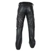 Herrbyxor vinter och höst punk casual byxor långa retro gotiska ultra tunna mens byxor läderbyxor retro BASIC Black Moft Mens Pantsl2405