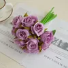 Fleurs décoratives roses de style coréen artificiel bouquet de soie faux végétal vert auditorium décor simulation fleur violette petite rose florale