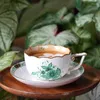 Чашки блюдцы кофейная чашка блюдца ретро зеленая бабочка для цветочного принт