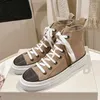 Casual Shoes High Top Sneakers Women Round Toe Lace Up Running Woman String Bead Cow Suede Comfort Flat Women's Sports
