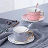 Style britannique luxe marocain tasse à café de soucoupe cuillère en céramique tasse en porcelaine simple de thé simples de cuisine 240429