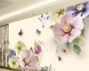 Tapeten Wellyu Custom Tapel Papel de Parled 3d Po -Wandgemälde blass weißer Schmetterling Blumen Schmuck Wohnzimmer Hintergrund Hintergrund Papier