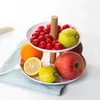 Plates Ceramic Plate Double Layer Cake Stand Fruit Tray Bread Dessert Pan Round White Snack Decorative